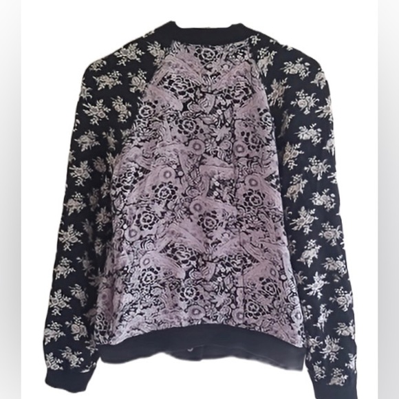 🌺Free People Mixed Media Floral Print Bomber Jacket🌸🌺 - Picture 7 of 16